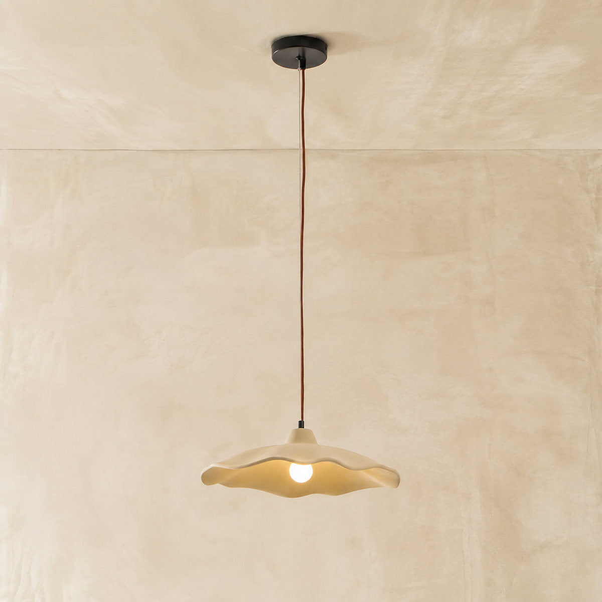 Wavy Edge Microcement Pendant Light for Dining Room & Living Room