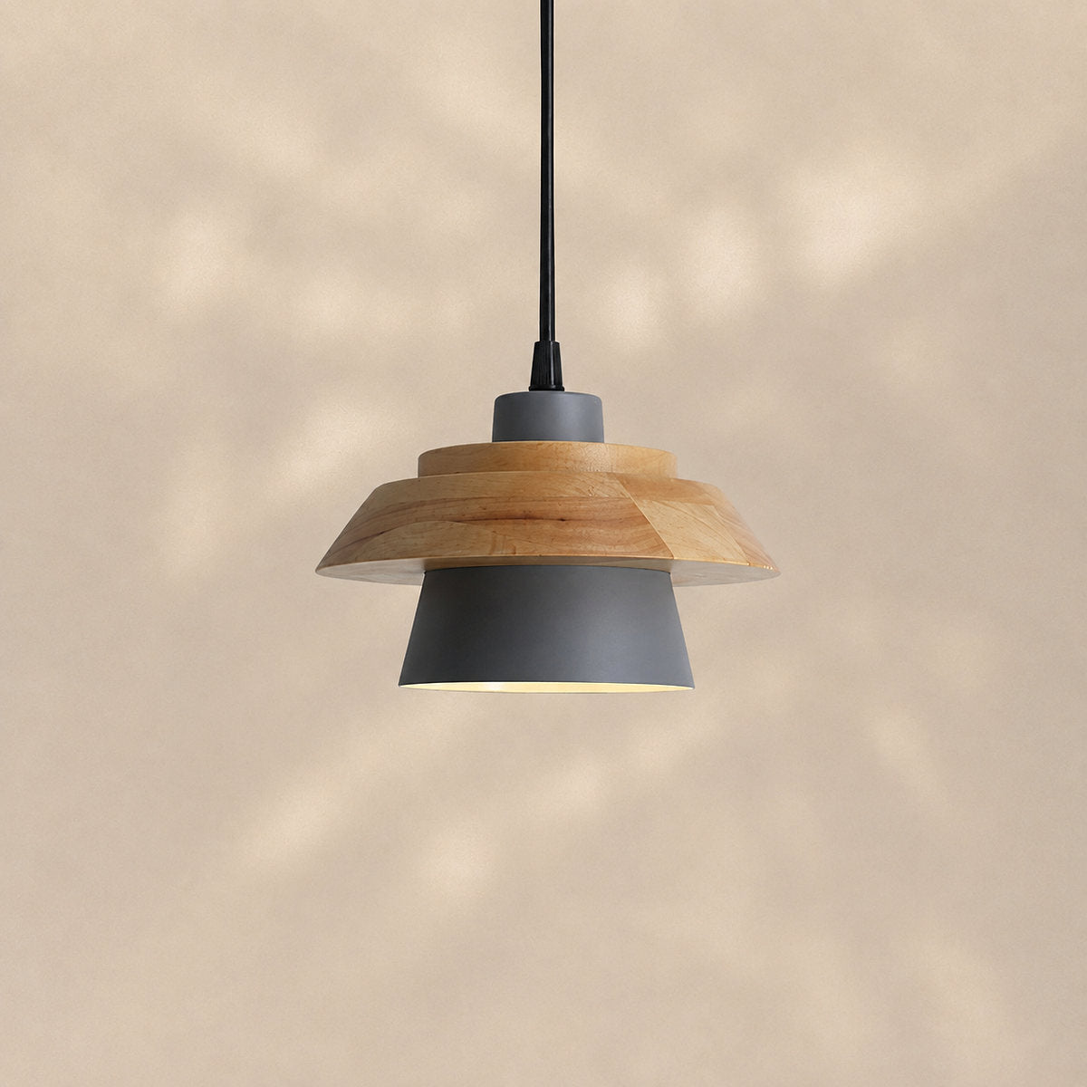 Minimalist Nordic Wood Metal Pendant Light for Dining Room & Living Room