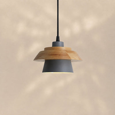 Minimalist Nordic Wood Metal Pendant Light for Dining Room & Living Room