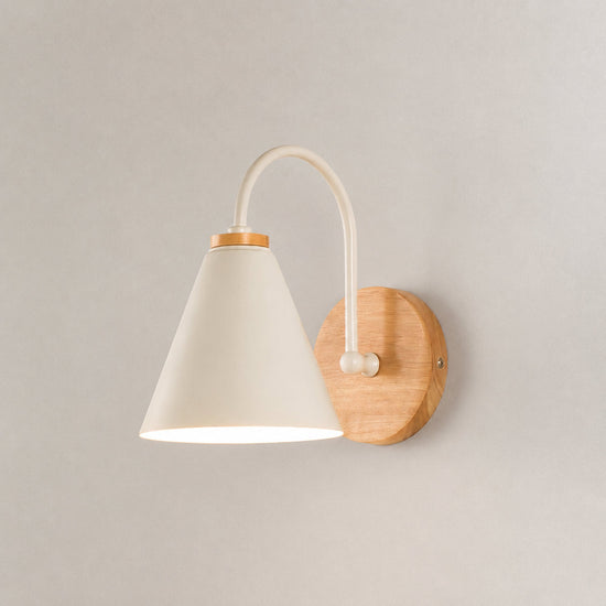 Kona Nordic Wall Lamp, 5.9-Inch x H 9.4-Inch, Wooden ＆ White for Living Room