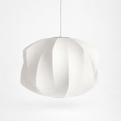 Organic Mulberry Silk Pendant Light with Steel Wireframe