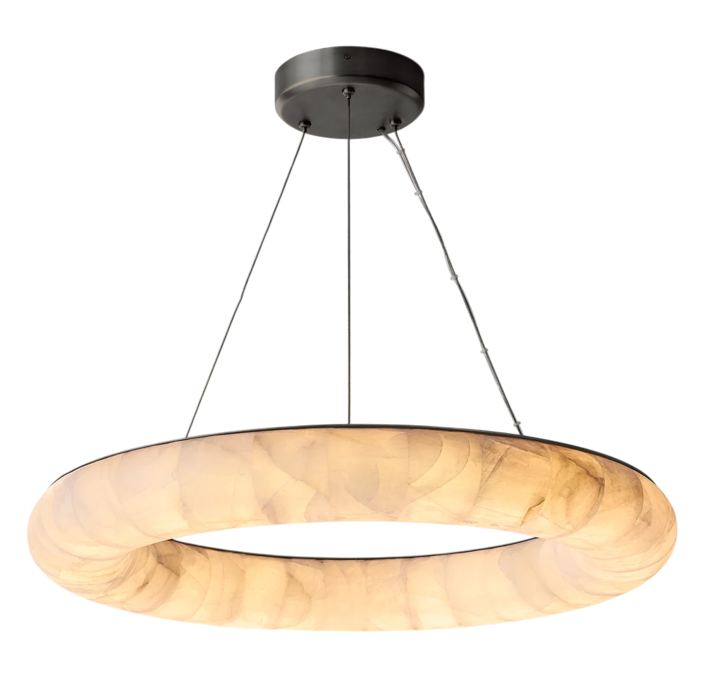 Rivaga Lisse Alabaster Round Chandelier 31" 41" 61"D