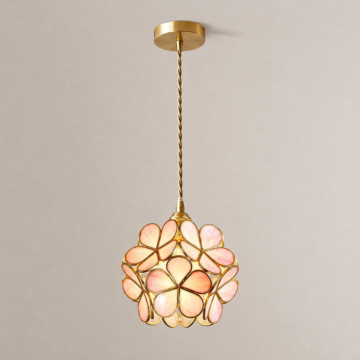 Petal-Shaped Glass Pendant Light with Brass Fitting
