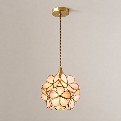 Petal-Shaped Glass Pendant Light with Brass Fitting