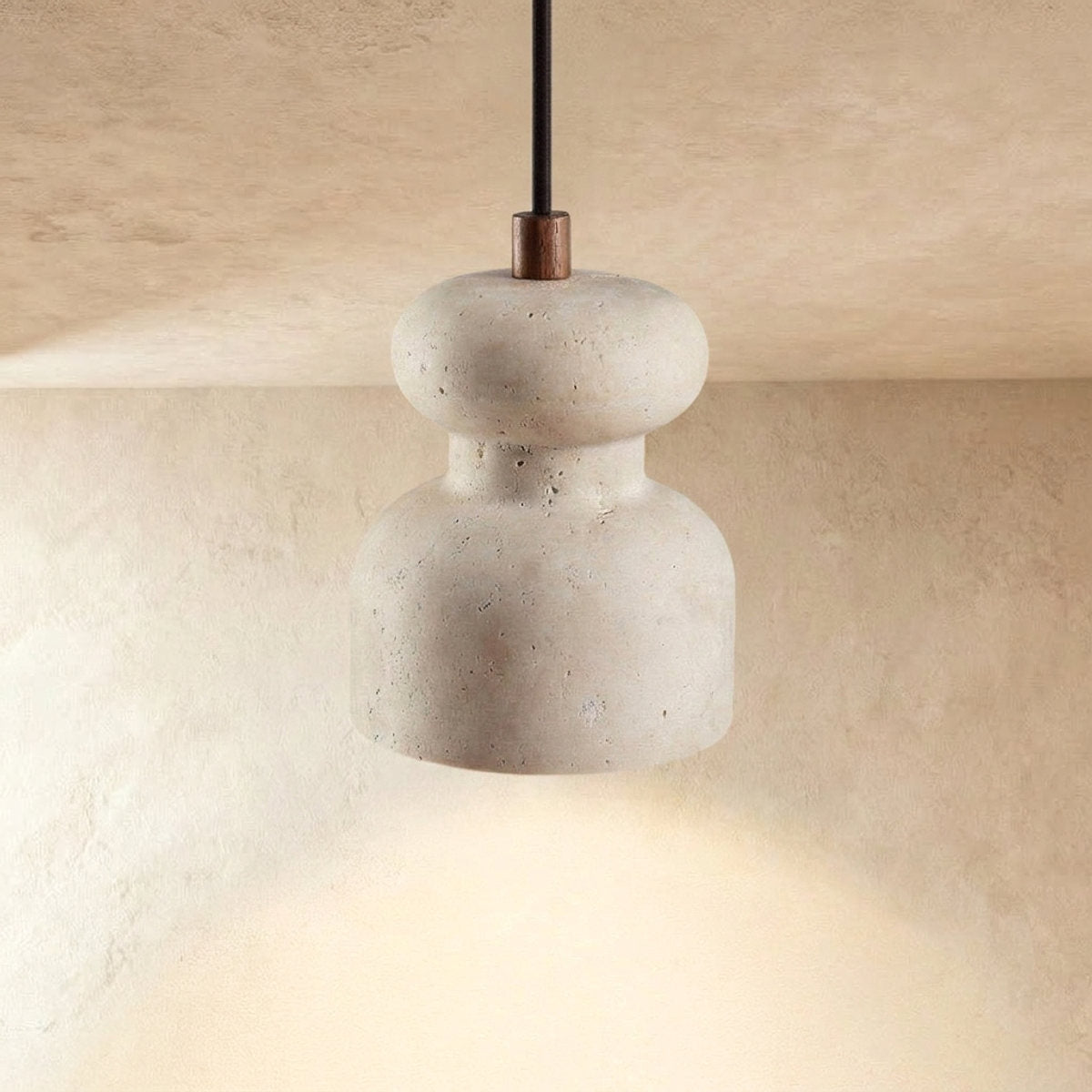 Natural Stone Double Sphere Pendant Lamp for Dining Room & Living Room