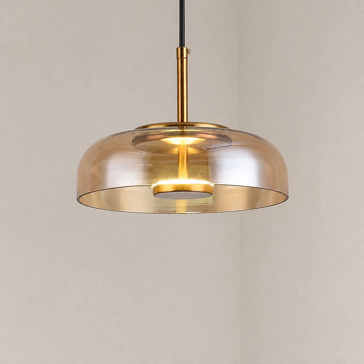 Tricolordeer Nordic Modern Round Brass Glass Pendant Light