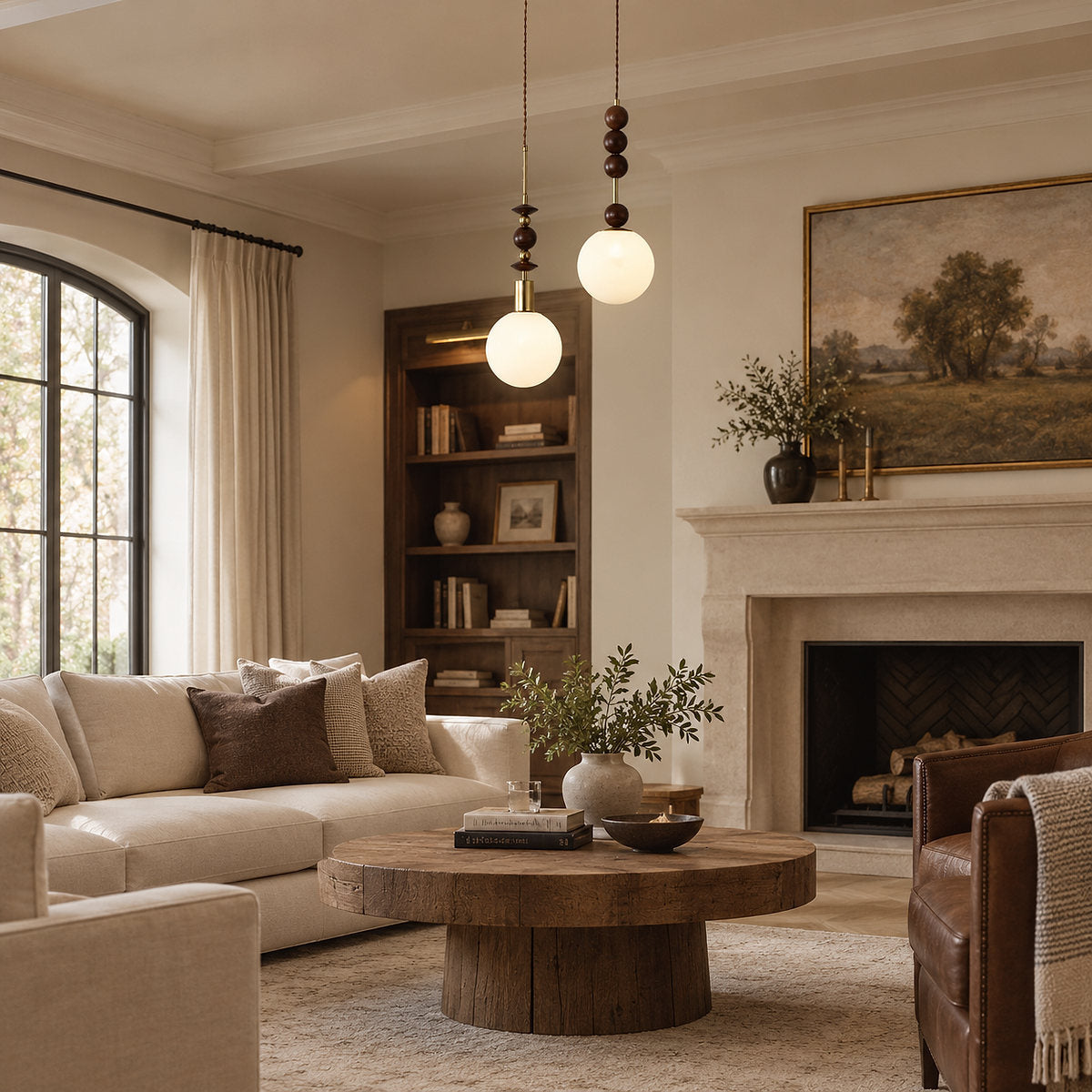 Artisan Wood and Glass Pendant Collection for Dining Room & Living Room