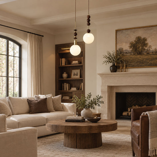 Artisan Wood and Glass Pendant Collection for Dining Room & Living Room