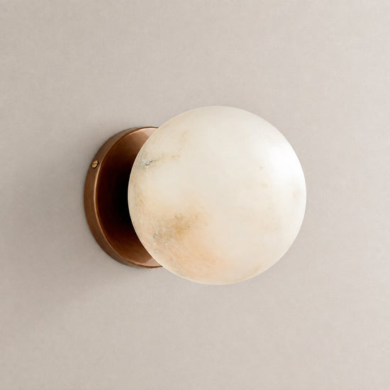 Celestial Double Alabaster Wall Lamp, 4.7-Inch x H 4.7~23.6-Inch, Antique Bronze & White, Warm Light for Living Room & Dining Room