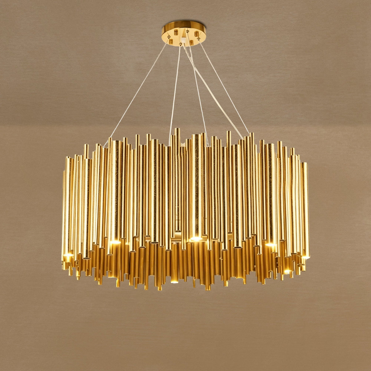 Modern Classic Round Fashion Gold Tube Pendant Chandelier for Living/Dining Room