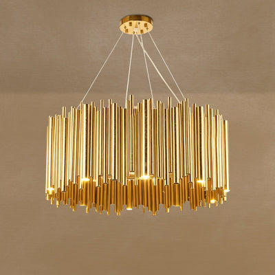 Modern Classic Round Fashion Gold Tube Pendant Chandelier for Living/Dining Room
