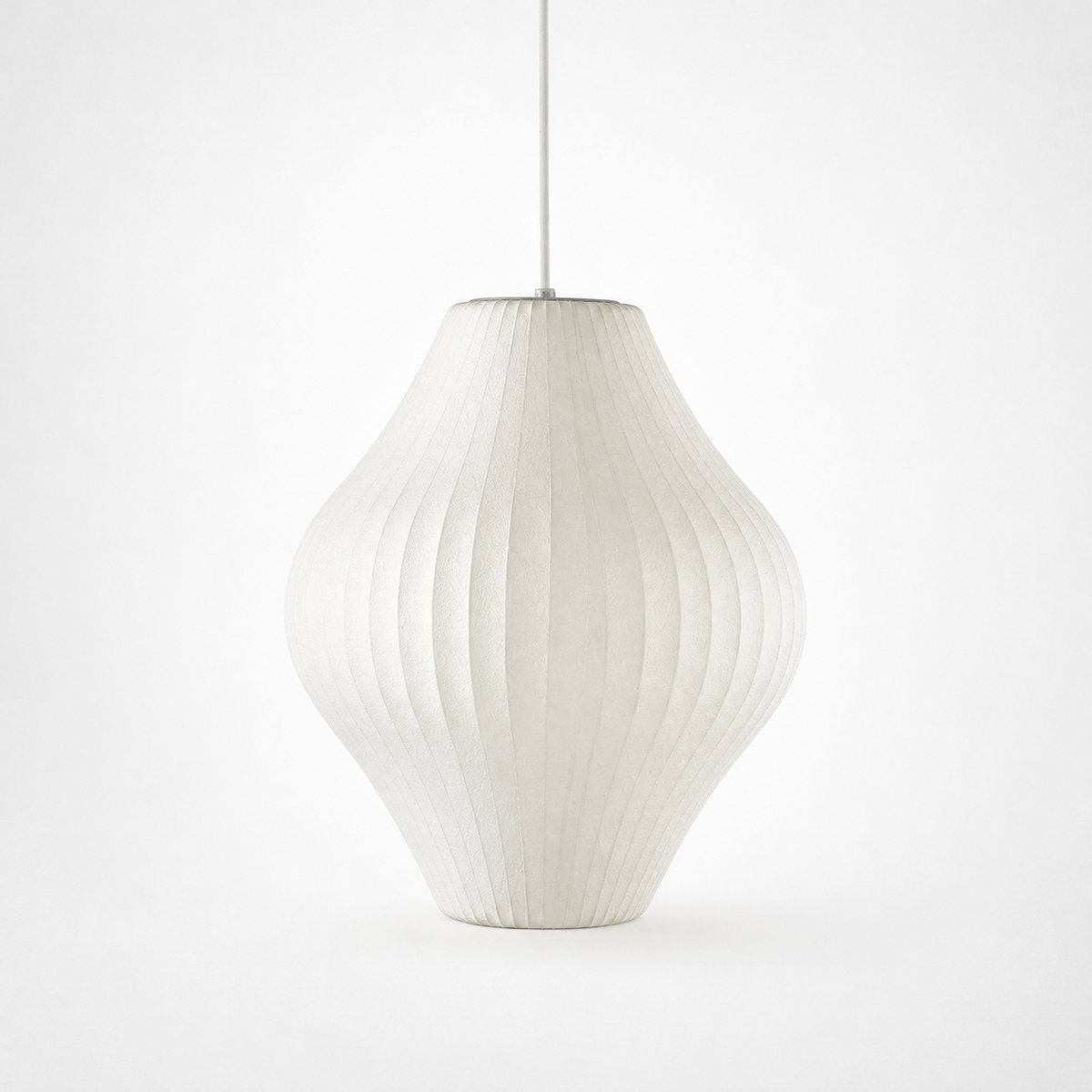Organic Mulberry Silk Pendant Light with Steel Wireframe
