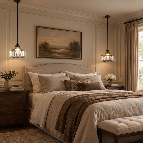 Round Crystal Drum Pendant Light for Dining Room & Living Room