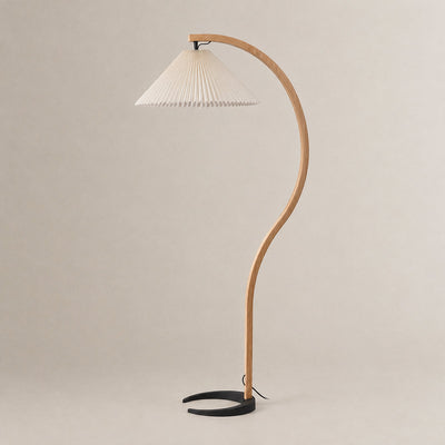 Tricolordeer Beech Wood and Linen Floor Lamp