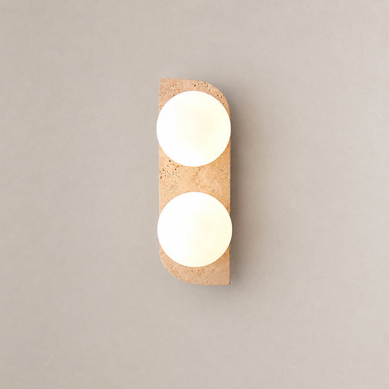 Elysian Travertine Wall Lamp, 3.9-Inch x H 7.1~18.9-Inch, Yellow Travertine & White for Living Room & Dining Room