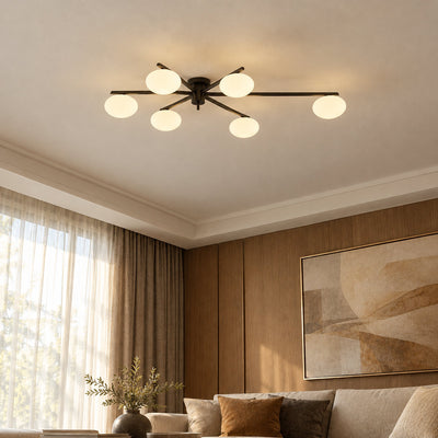 Low-Profile Multi-Arm Oval Glass Ceiling Lamp