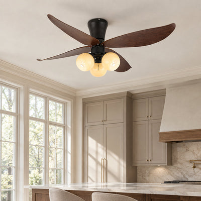Arbora Bloom Ceiling Fan Light, 36-Inch x H 11.8-Inch, Walnut Wood & White for Living Room