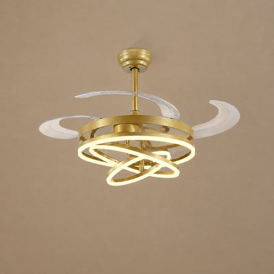 Tricolordeer LED Ring Light Ceiling Fan with Retractable Acrylic Blades