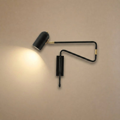 Adjustable Arm Reading Wall Lamp, L 14.6-Inch x H 5.9-Inch, Black & Gold for Bedroom & Living Room