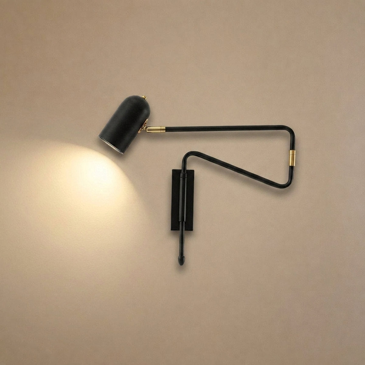 Adjustable Arm Reading Wall Lamp, L 14.6-Inch x H 5.9-Inch, Black & Gold for Bedroom & Living Room