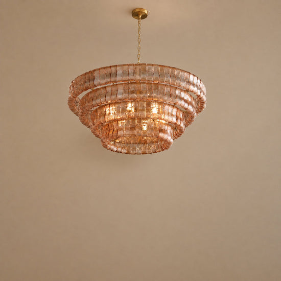 Tricolordeer Four-Light Round Amber Glass Chandelier
