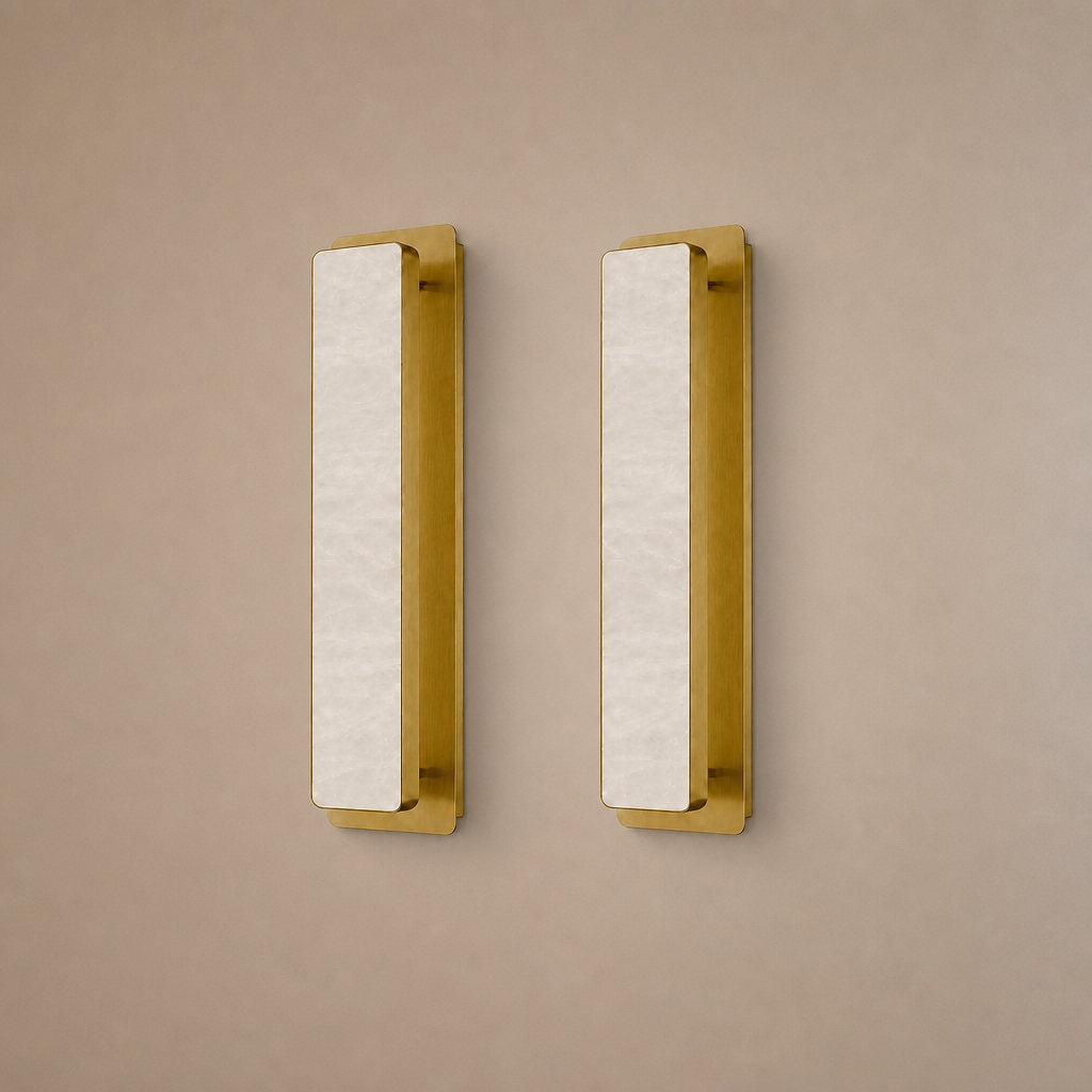 Tricolordeer Rectangular Brass Alabaster Sconces (Set of 2)