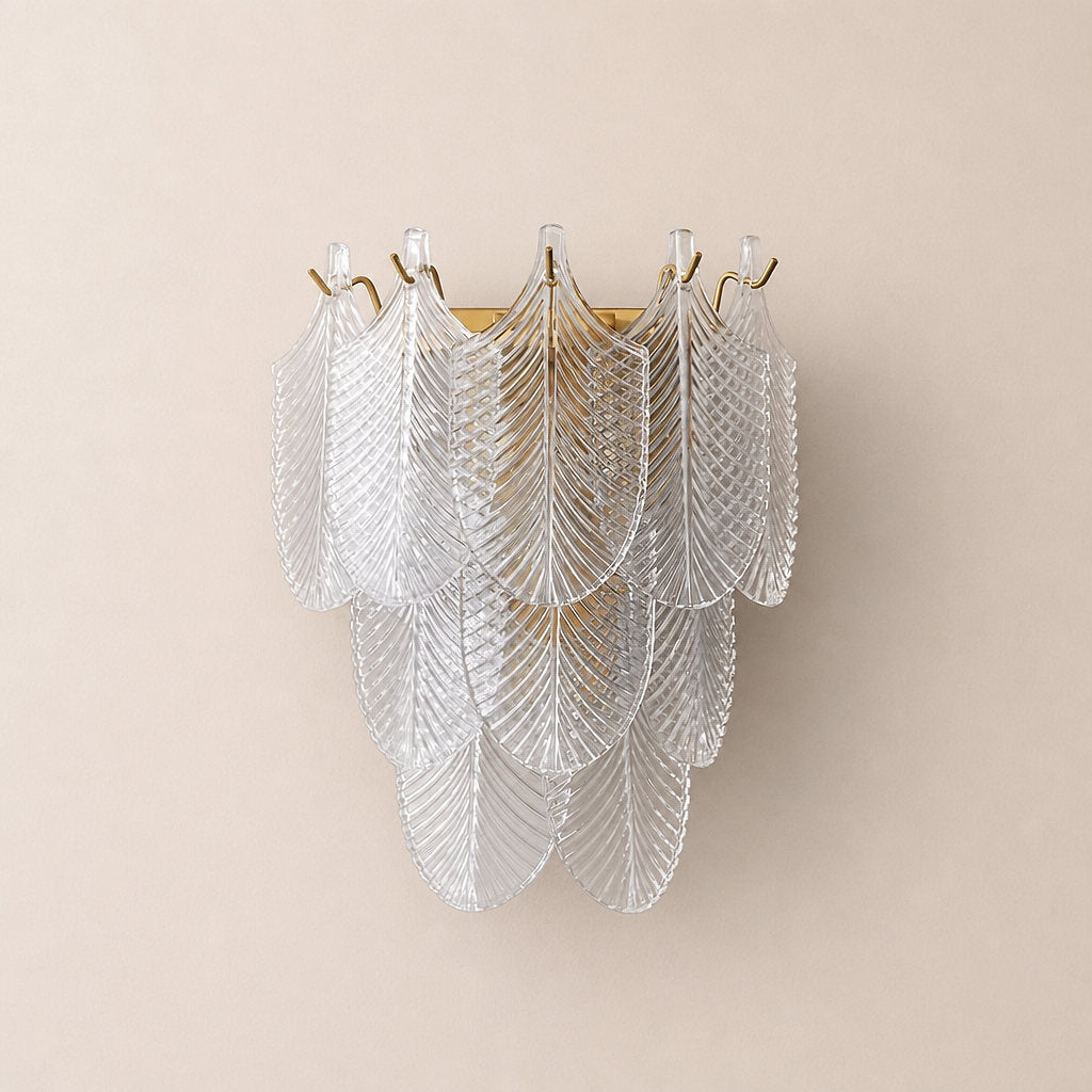Clear Glass and Brass Wall Sconce
