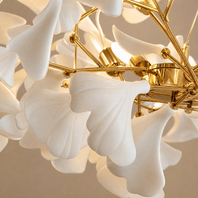 Linear Ginkgo Chandelier – Ceramic-Like Matte Finish