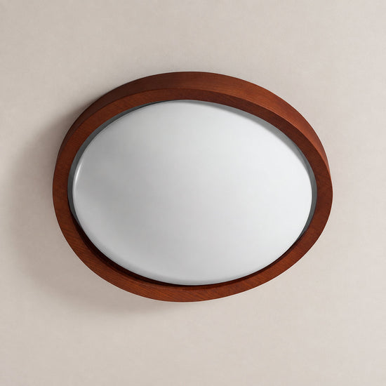 Walnut Curved Edge Ceiling Light, 17.7-Inch x H 2.8-Inch, Model A: Walnut Wood Grain Hydrographics, Warm Light for Living Room & Bedroom