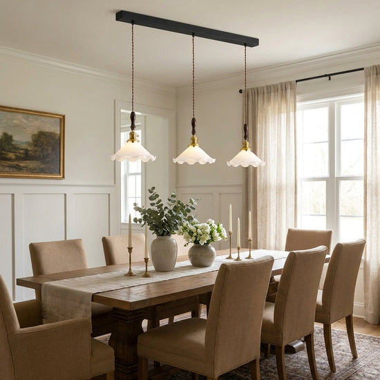 Modern Walnut and Brass Pendant Light