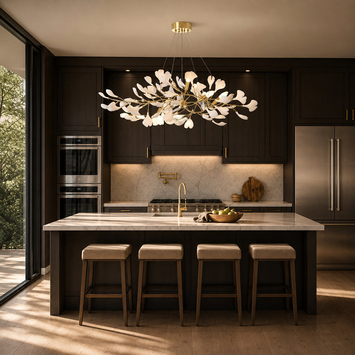 Porcelain Leaf Horizontal Branch Chandelier