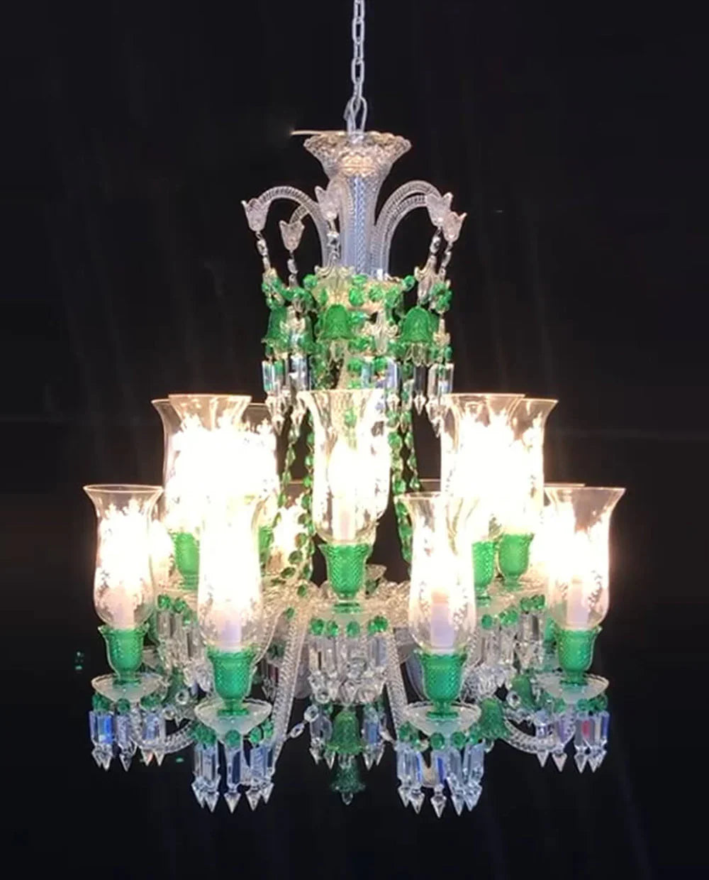 Clear & Green Crystal Lighting Chandelier