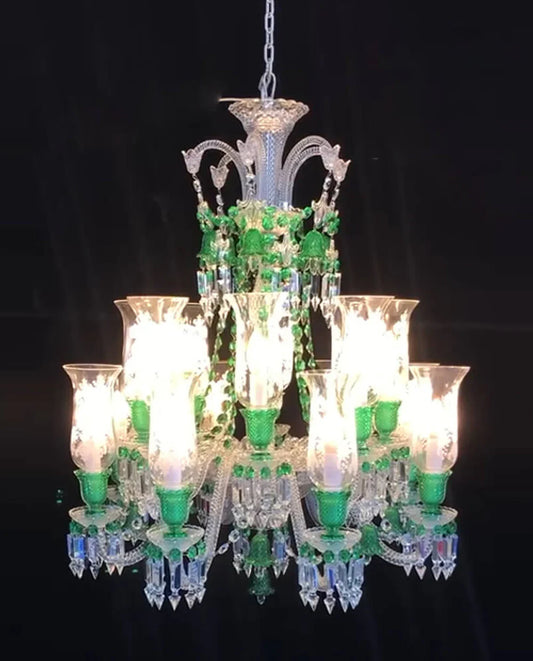 Clear & Green Crystal Lighting Chandelier