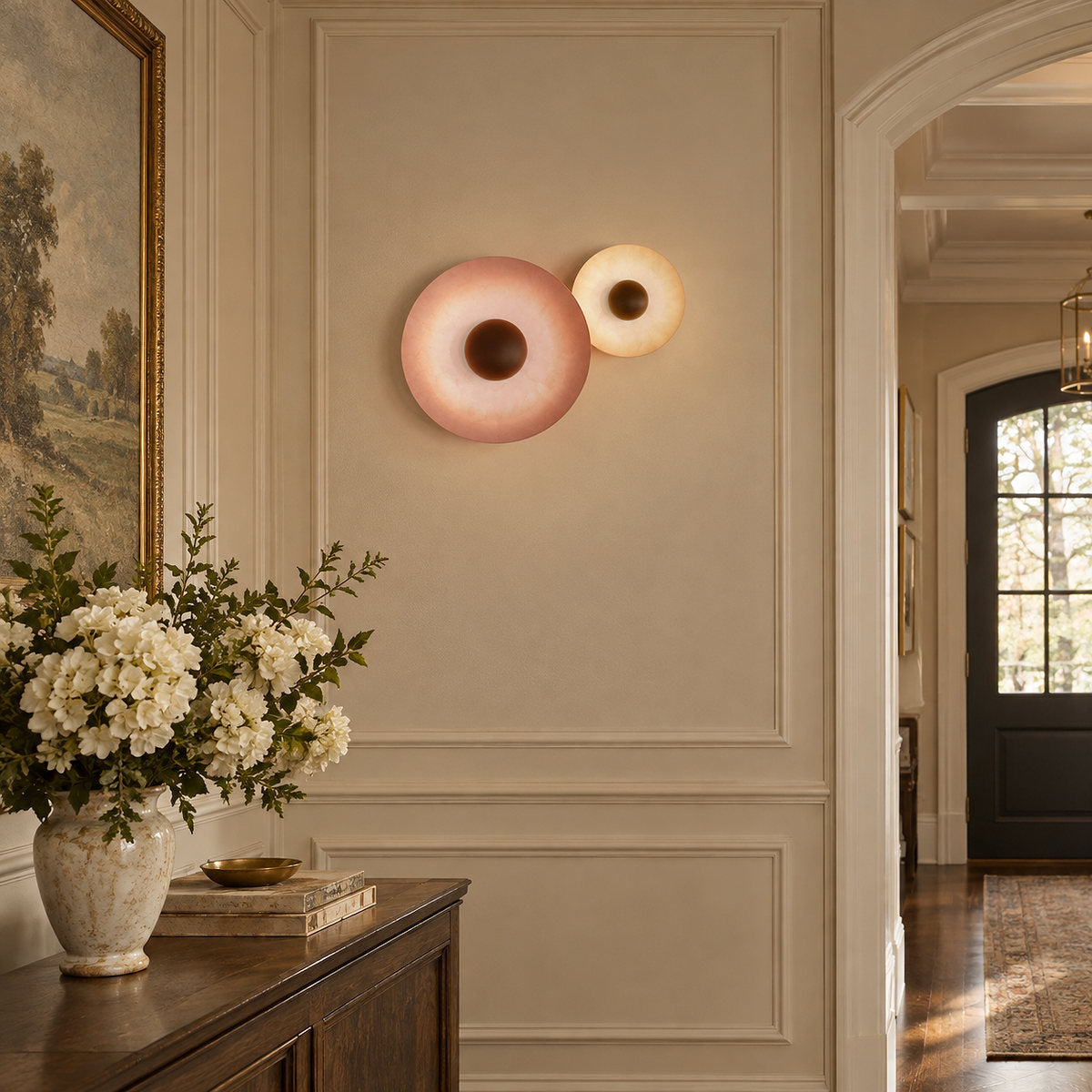 Simplicity Glow Wall Lamp, 11.8~23.6-Inch x H 11.8~23.6-Inch, Orange & Chrome, Warm Light for Living Room