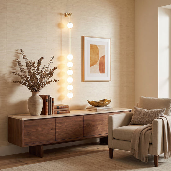 Vertical Balls Wall Lamp, 4.7-Inch x H 40.6~72.8-Inch, Triac Warm Dimming for Living Room & Dining Room