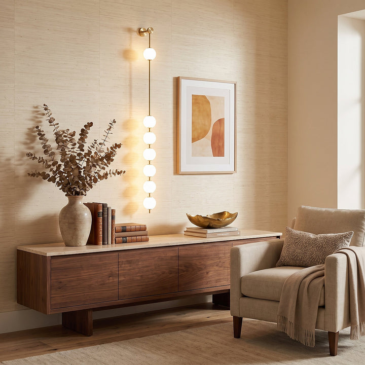 Vertical Balls Wall Lamp, 4.7-Inch x H 40.6~72.8-Inch, Triac Warm Dimming for Living Room & Dining Room