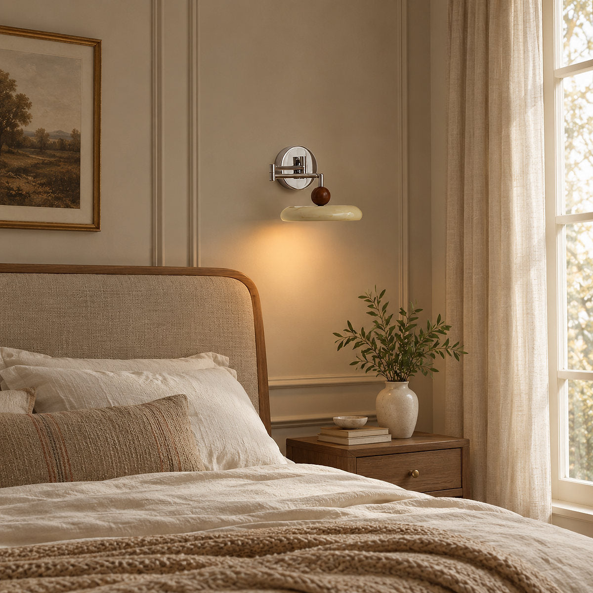 Lola Swing Arm Wall Lamp, 7.9-Inch x H 4.7-Inch, Green, Warm Light for Bedroom & Living Room