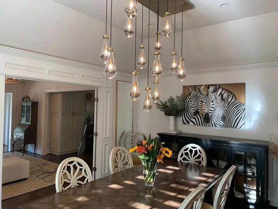 Soltaire Raindrop Glass Linear Chandelier 54"