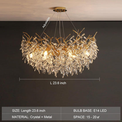 Albero Modern French-Style Branch Crystal Chandelier with Crystal Leaf