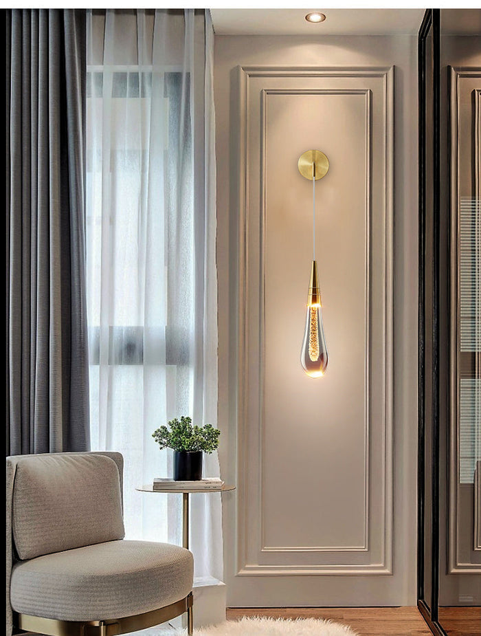 Denise Raindrop Glass Solitairen Crystal Elegance Wall Sconce