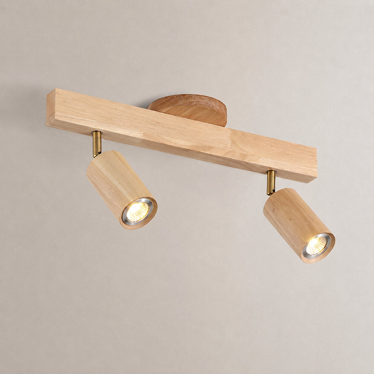 Natural Wood Beam Light Spotlight, L 5.1~47.2-Inch x H 8.7-Inch, Wood, Warm Light for Living Room & Bedroom