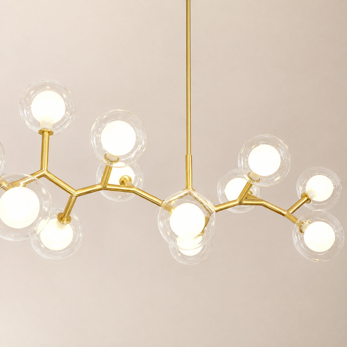 Golden Branch Glass Globe Chandelier