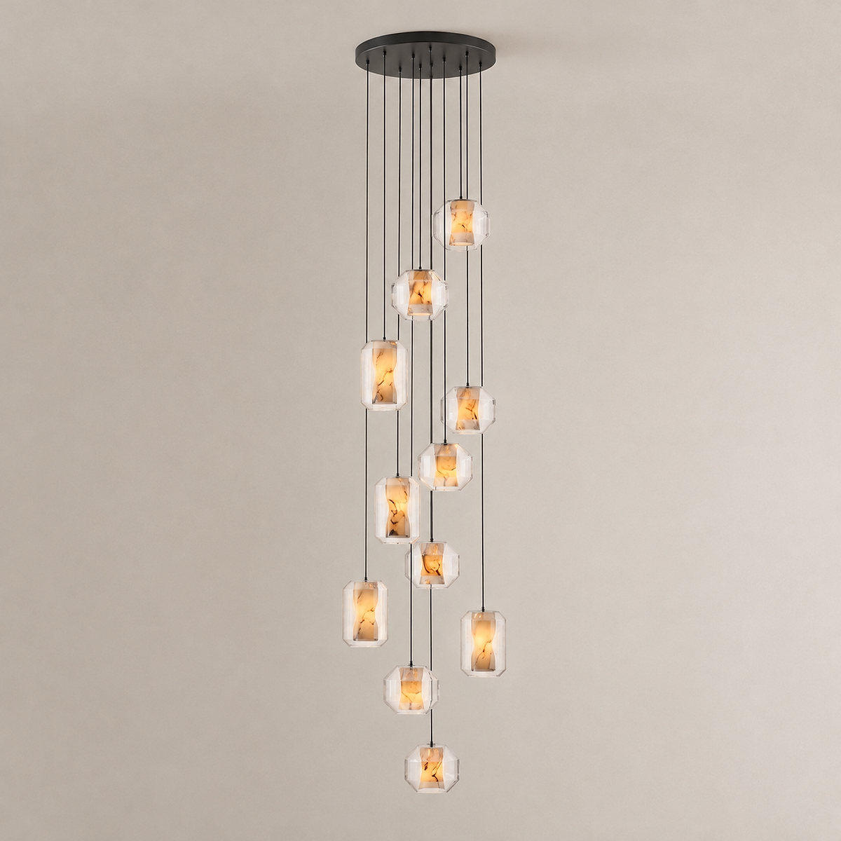 Cylinder Pendant Light in Alabaster and Glass