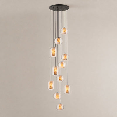 Cylinder Pendant Light in Alabaster and Glass