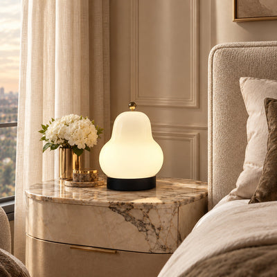 Rechargeable Three-Color Glass Table Lamp
