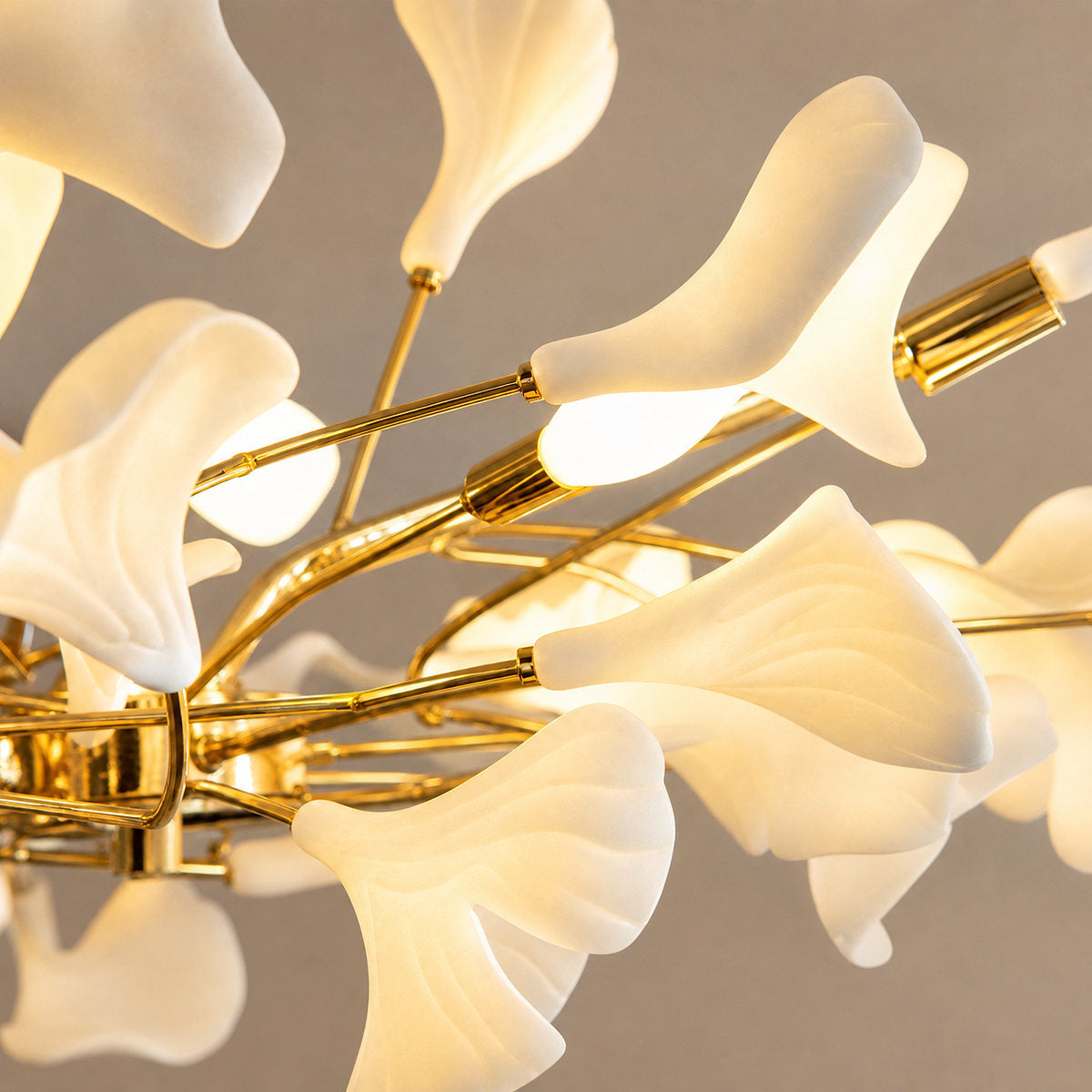 Linear Ginkgo Chandelier – Ceramic-Like Matte Finish