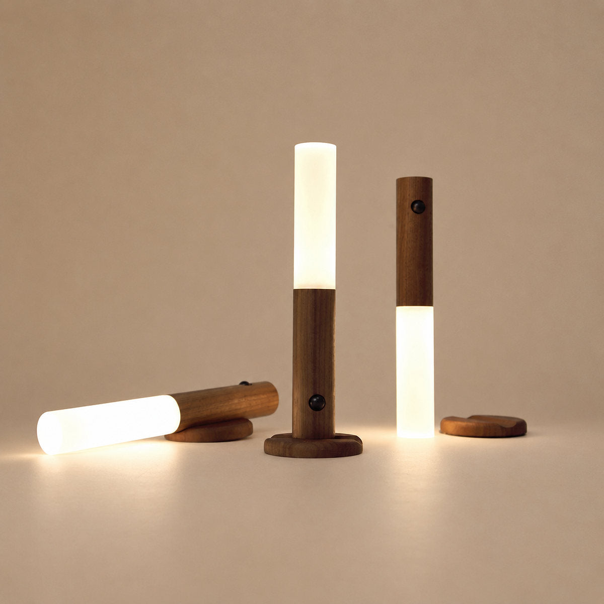 Nomad Magnet Rechargeable Wall Lamp, 1-Inch x H 7.1-Inch, Walnut Wood & White, Warm Light for Bedroom & Living Room