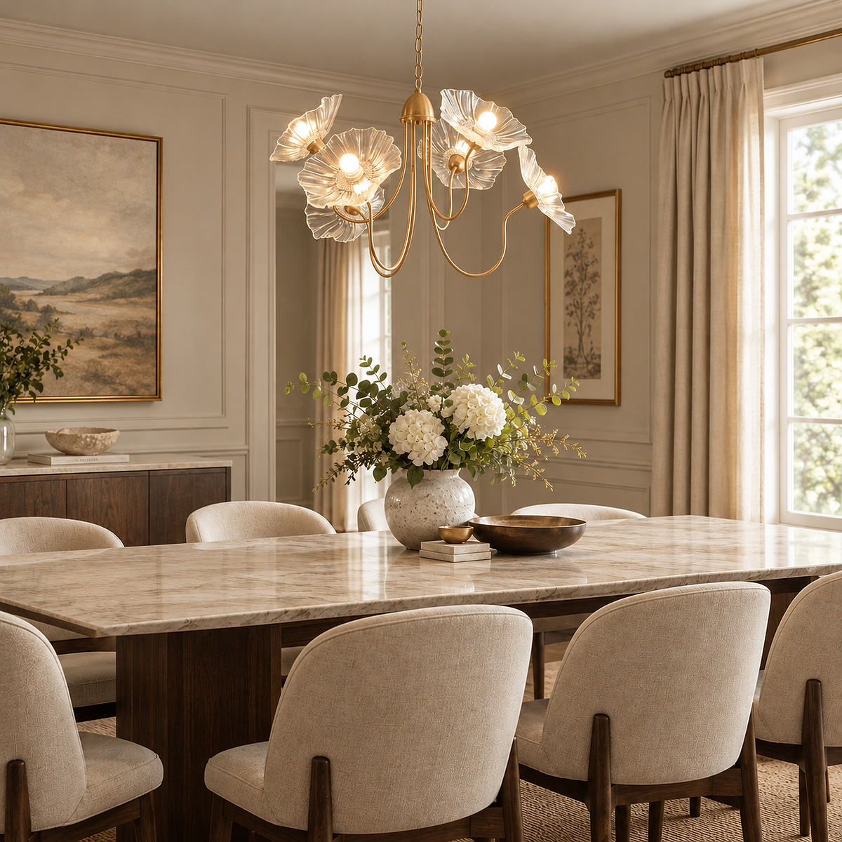 Tricolordeer Frosted Glass Gold Chandelier