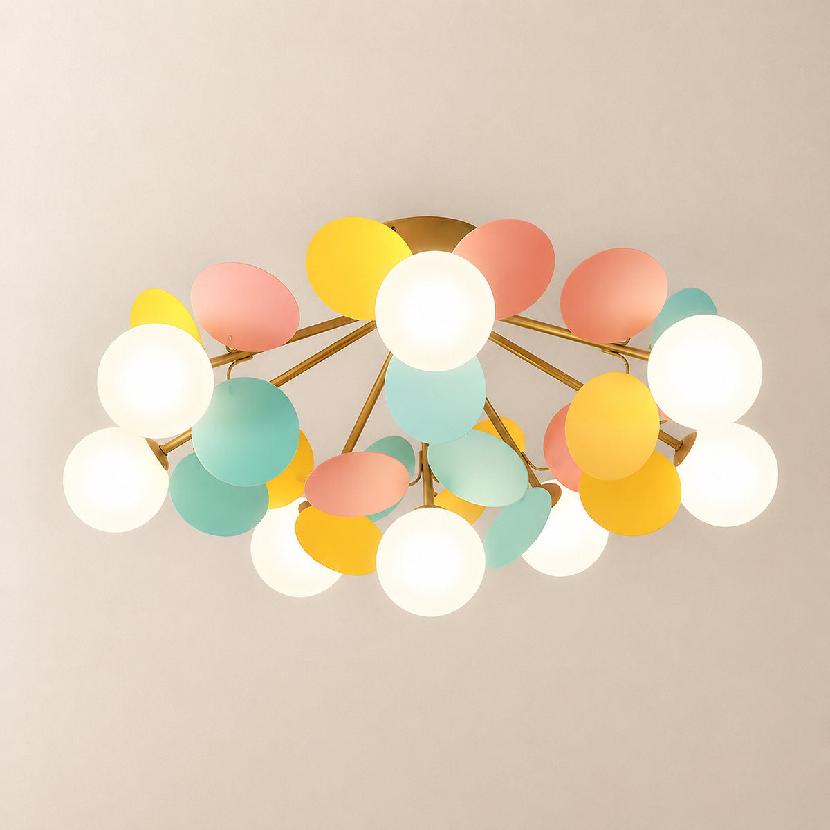 Round Macaron Ceiling Light, 20.5-Inch x H 12.5-Inch for Living Room