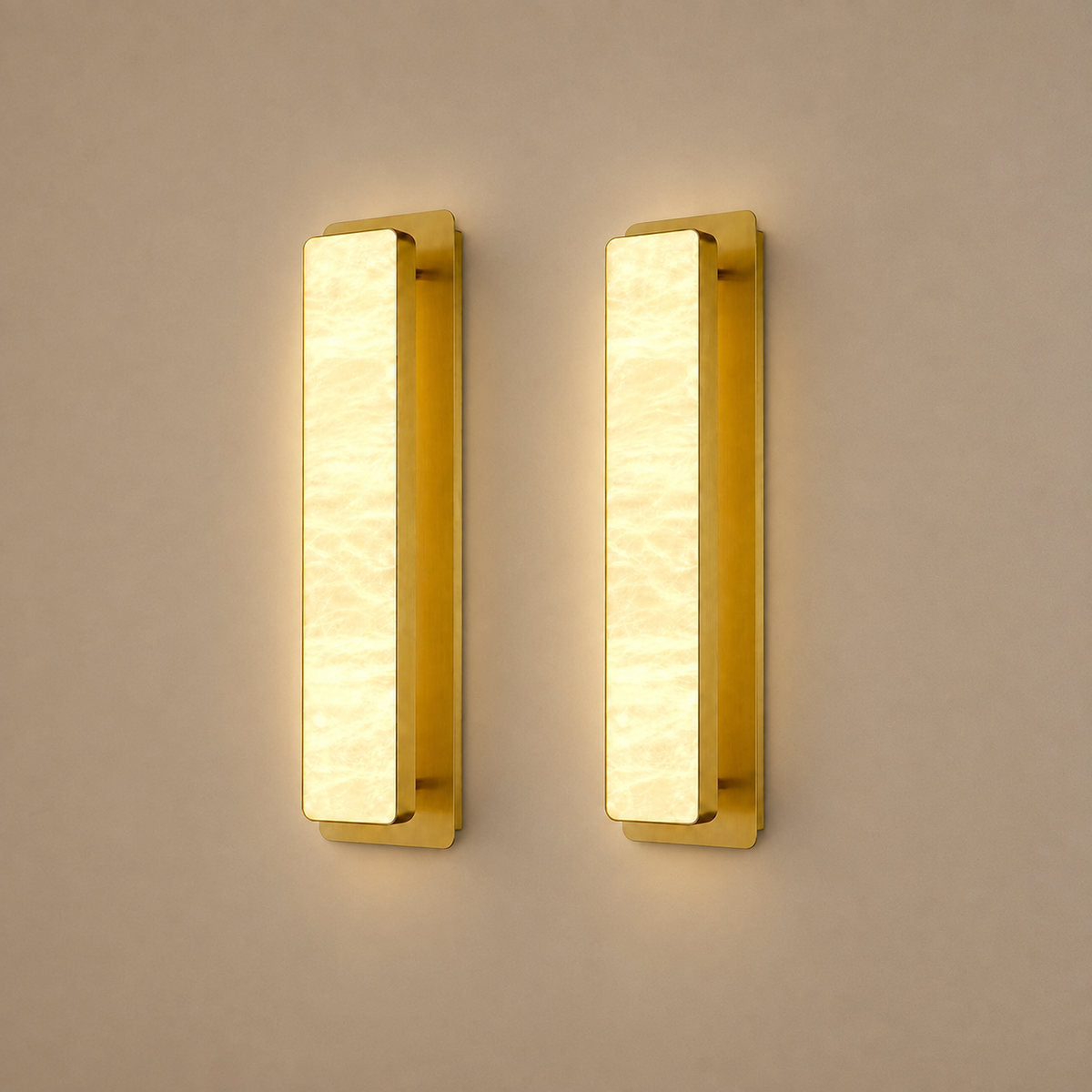 Tricolordeer Rectangular Brass Alabaster Sconces (Set of 2)